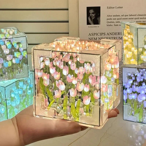 DIY Tulip Flower Cube Night Light-Complete Kit For Room Decor,Perfect Bierthday Gift For Couples