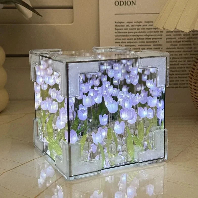 DIY Tulip Flower Cube Night Light-Complete Kit For Room Decor,Perfect Bierthday Gift For Couples