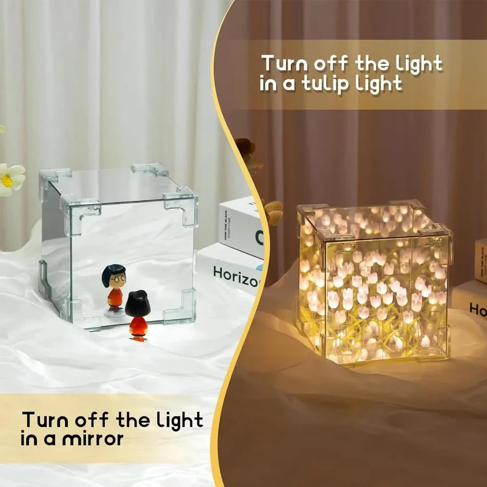 DIY Tulip Flower Cube Night Light-Complete Kit For Room Decor,Perfect Bierthday Gift For Couples